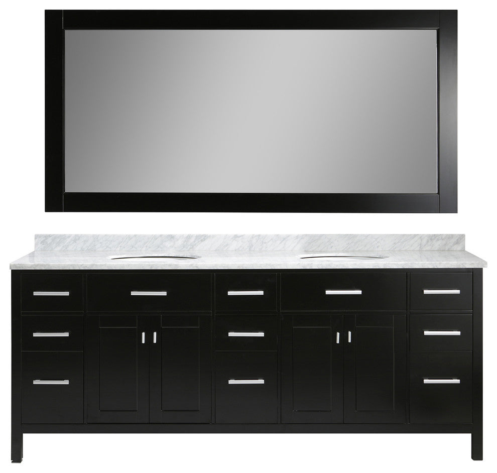 London 84" Double Sink Vanity Set, Espresso Finish