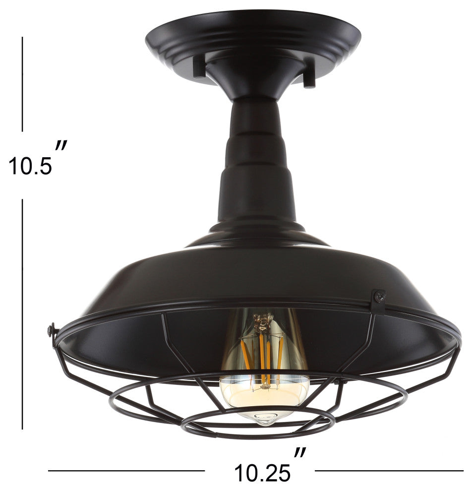Gabe 10.2" Metal Led Semi-Flush Mount, Oil Rubbed Bronze