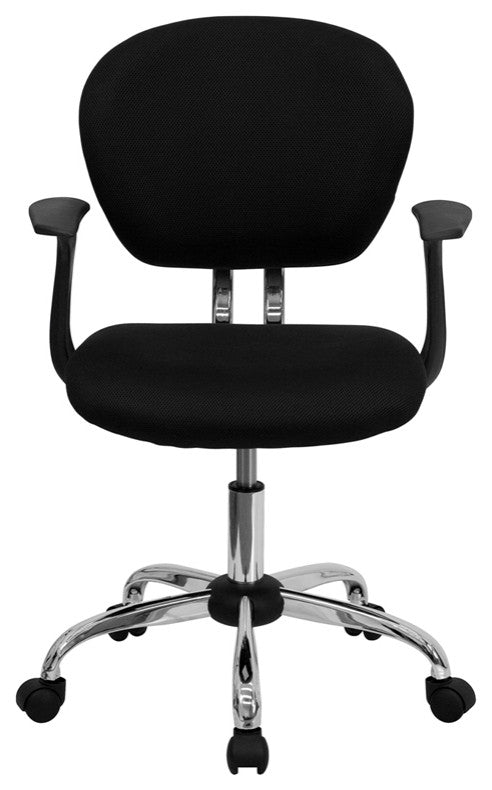 Flash Furniture Mid-Back Black Mesh Task Chair With Arms and Chrome