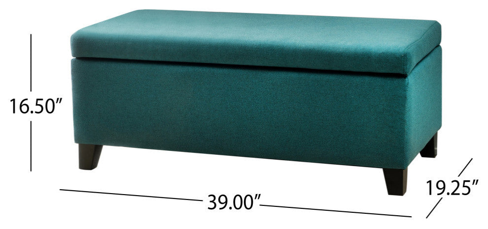 GDF Studio Breanna Contemporary Storage Ottoman, Dark Teal Fabric
