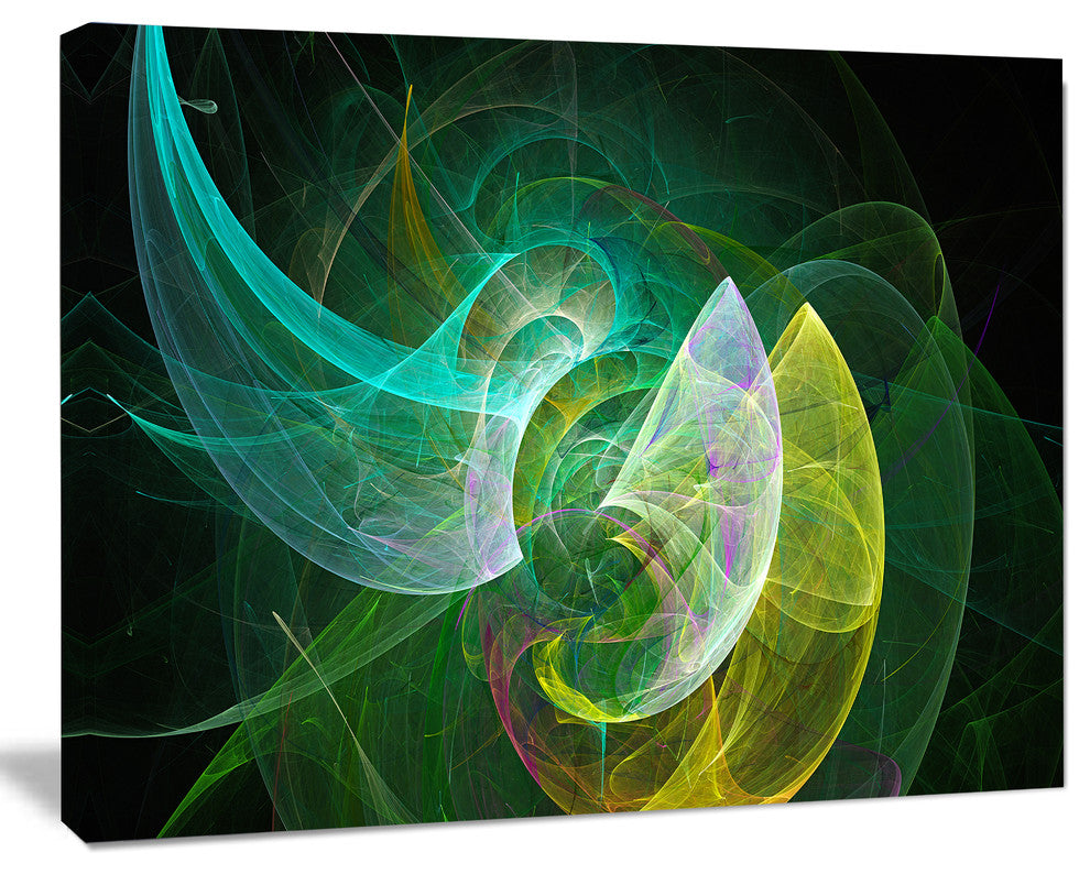 Green Mystic Psychedelic Texture, Oversized Abstract Canvas Art Print, 60x40