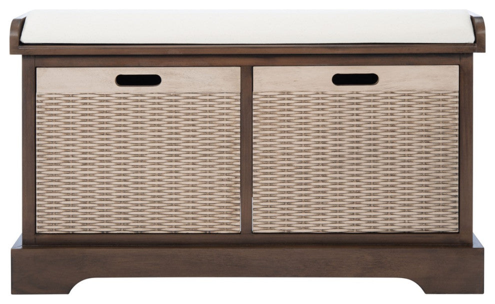 Safavieh Landers 2 Drawer Cushion Bench, Brown