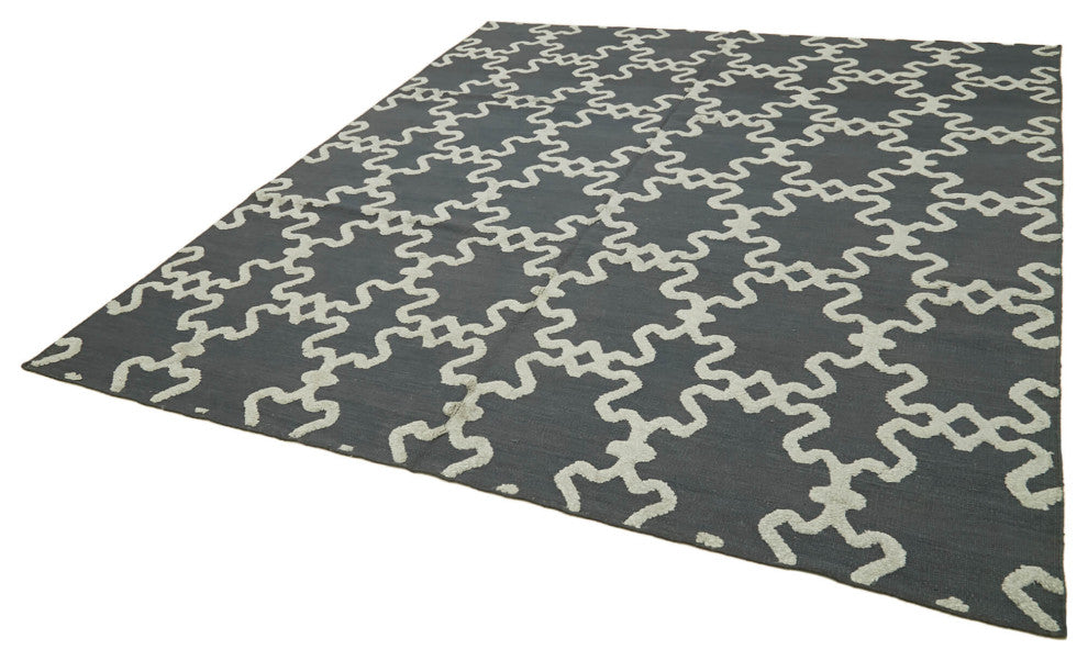 Rug N Carpet - Handwoven Modern Design 8' 0'' x 9' 1'' Wool Flatweave Kilim Rug