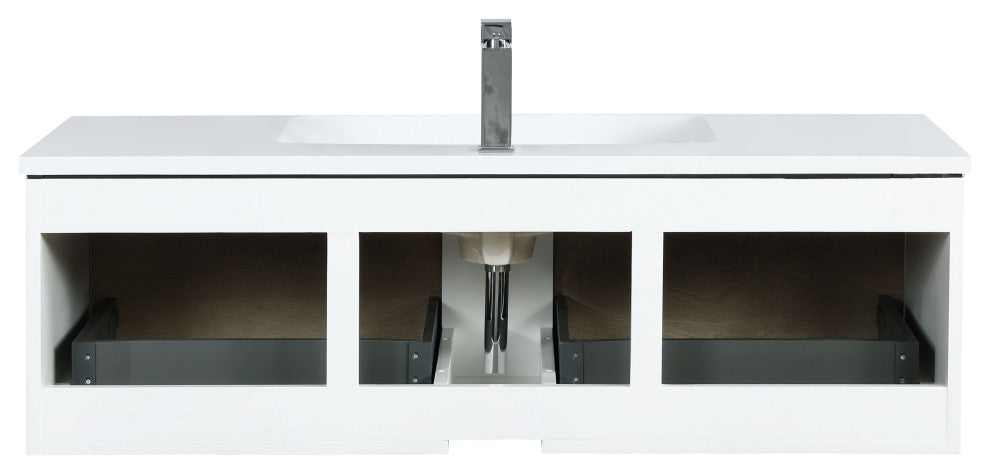 Scopi 48 Rustic Vanity, Acrylic Top With Sink, Gun Metal Faucet Set, 43 Mirror