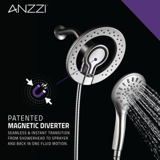 Valkrie 3-Spray Dual Wall Mount Fixed and Handheld Shower Head, Brushed Nickel