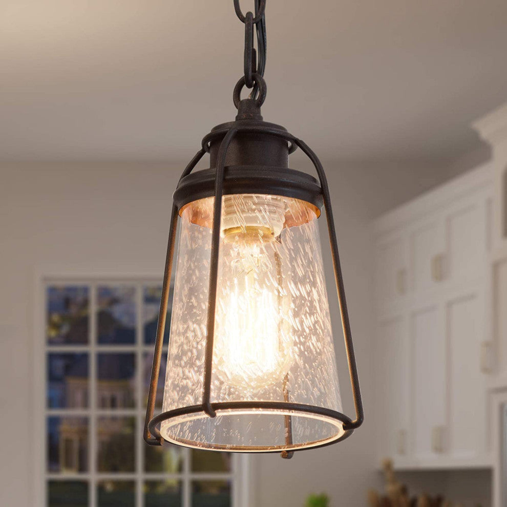 Mini Rust Pendant Light Farmhoue Glass Black Pendant Lamp