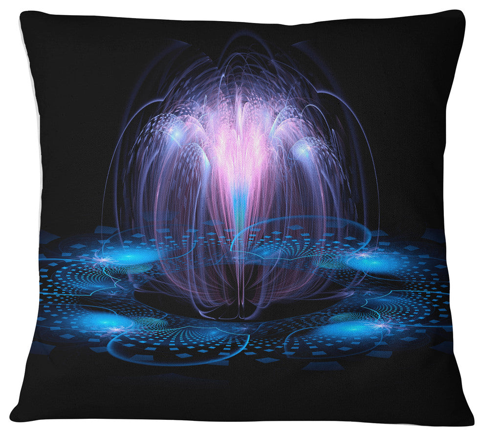Fractal Blue Flowing Flower Floral Throw Pillow, 18"x18"