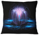 Fractal Blue Flowing Flower Floral Throw Pillow, 18"x18"