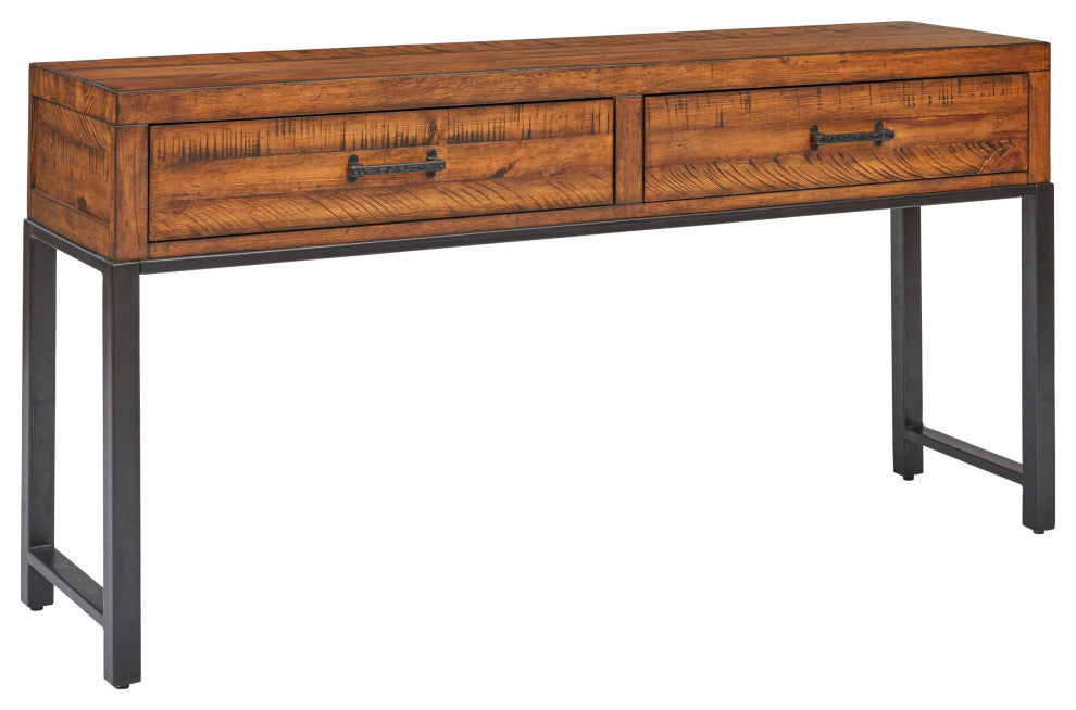60" Wide Console Table With 2 Drawers, Antique Brown