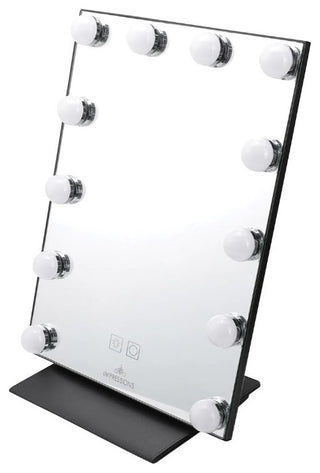 Lumiere Touch Pad Pro LED Makeup Mirror, Black, Hollywood Bulbs