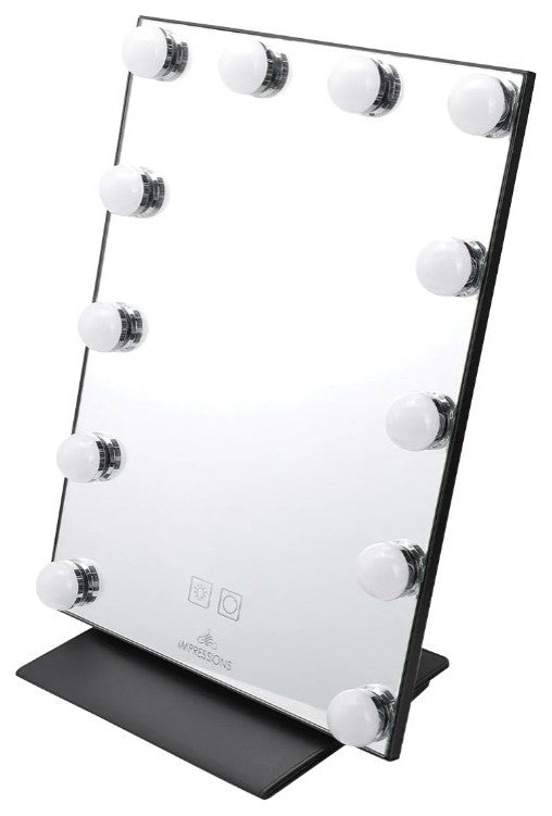 Lumiere Touch Pad Pro LED Makeup Mirror, Black, Hollywood Bulbs