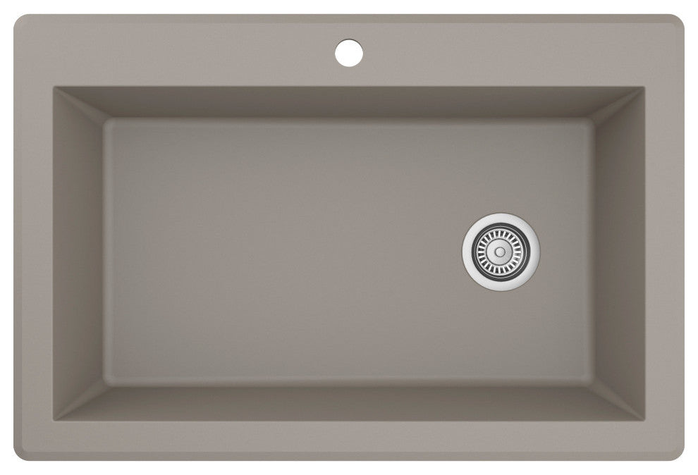 Karran Drop-In Quartz 33" 1-Hole Single Bowl Kitchen Sink, Concrete