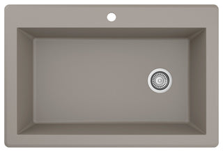 Karran Drop-In Quartz 33" 1-Hole Single Bowl Kitchen Sink, Concrete