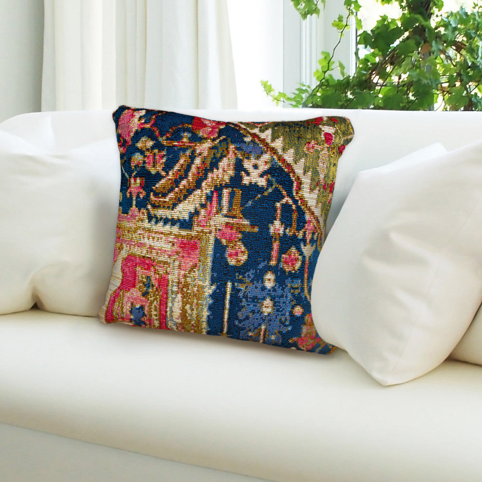 Marina Heriz Indoor/Outdoor Pillow, Red/Multi, 18"x18" Square
