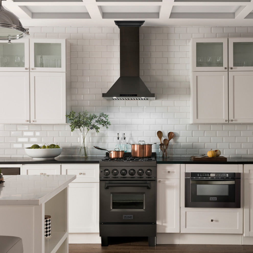 ZLINE 24" Convertible Vent Wall Range Hood in Black Stainless Steel