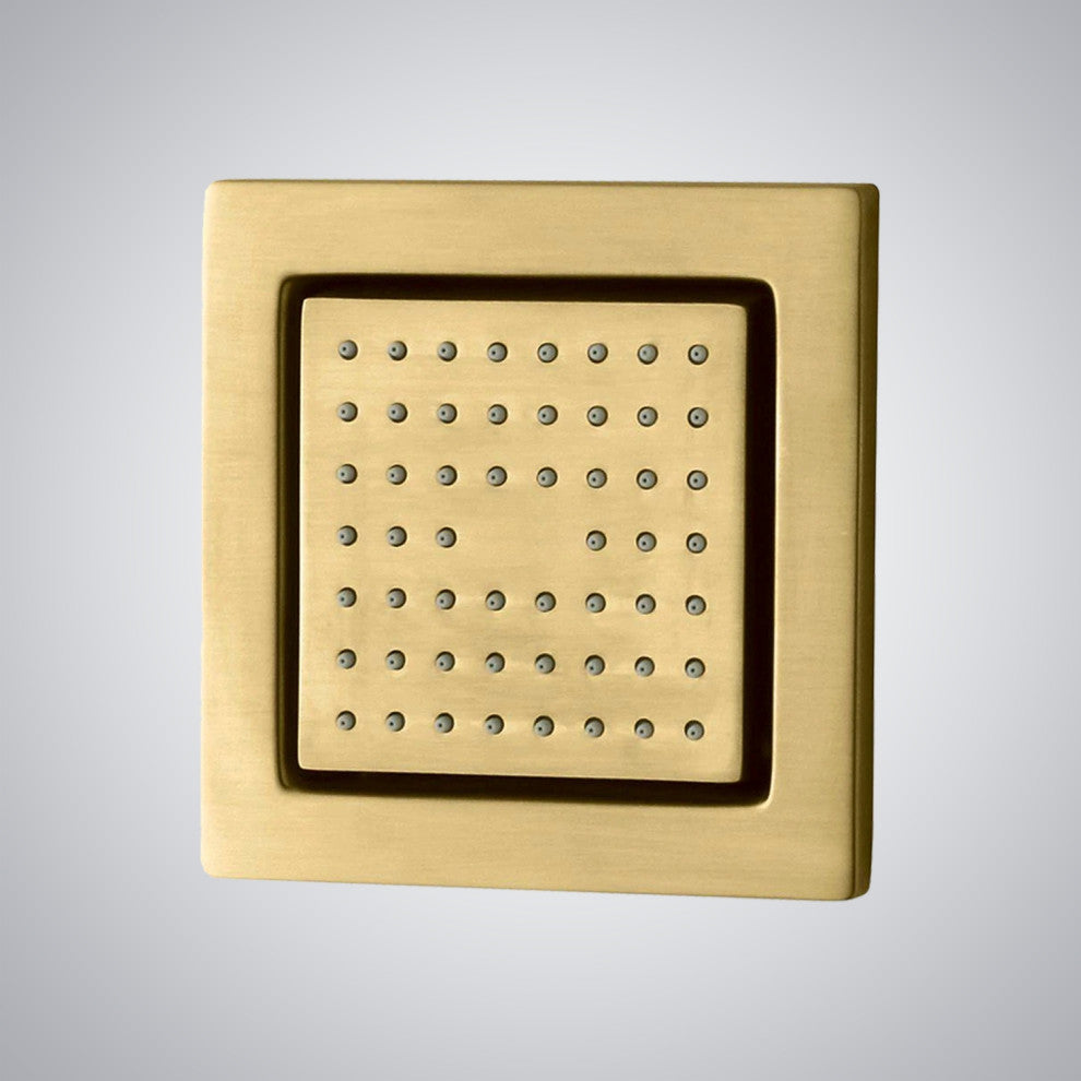 Led 24" Digital Brushed Gold Ceiling Mount Shower With 3 Jetted Body Sprays