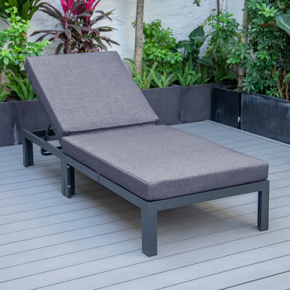 LeisureMod Chelsea Aluminum Patio Chasie Lounge Chair With Cushions, Blue