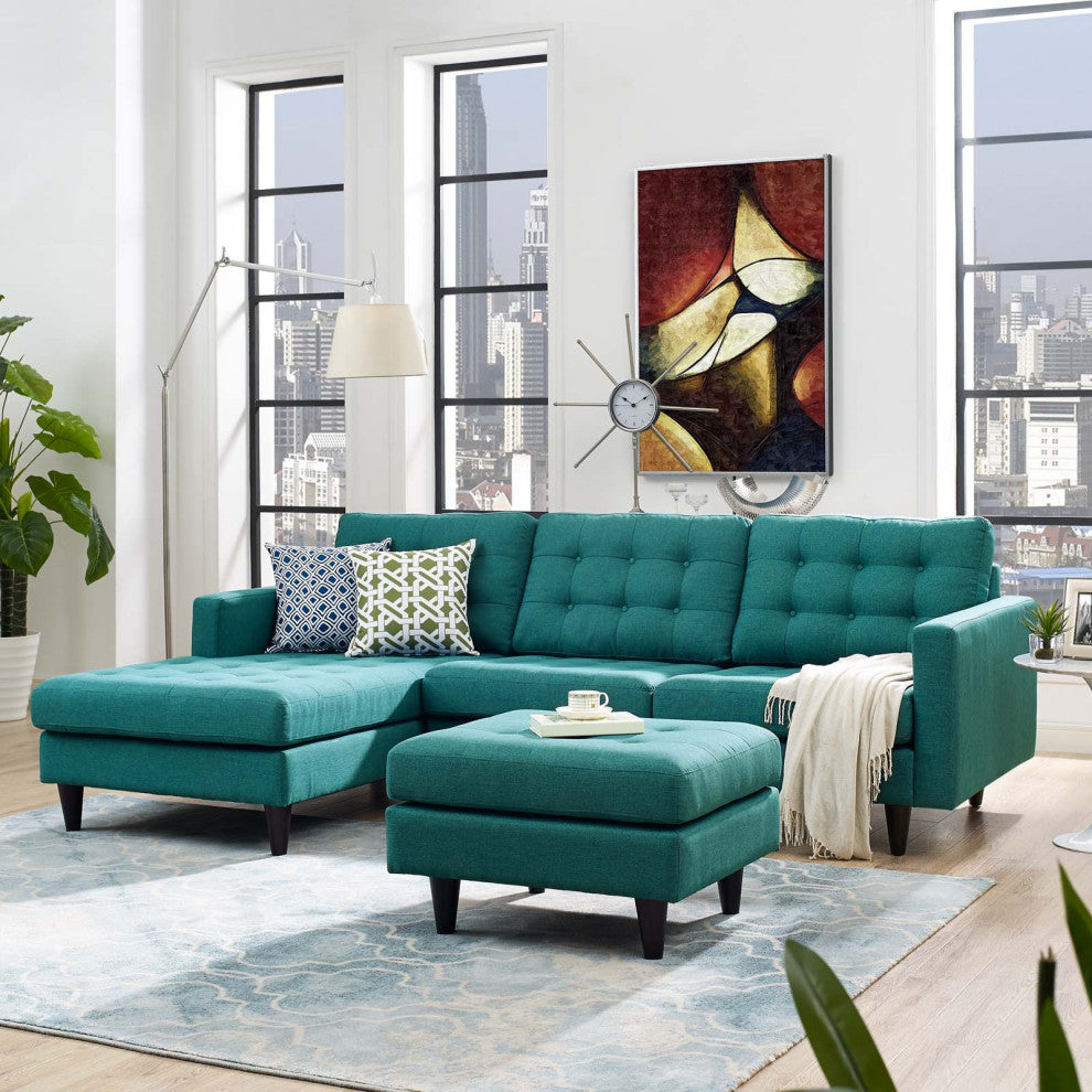 Modern Teal Empress Left-Facing Upholstered Sectional Sofa