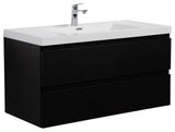 Aurora Wall Mount Vanity, White Acrylic Top, Matte Midnight Black, 42"