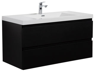 Aurora Wall Mount Vanity, White Acrylic Top, Matte Midnight Black, 42"