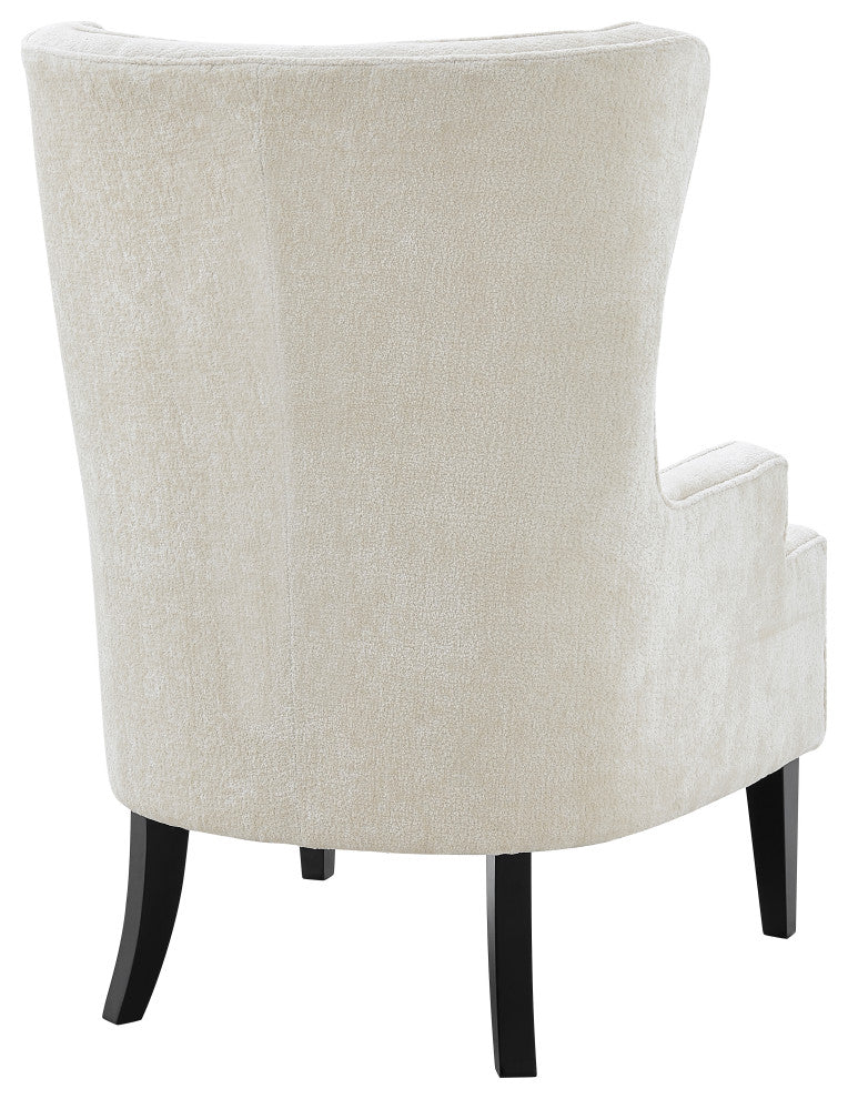 Clementine KD Fabric Wing Accent Arm Chair, Cream