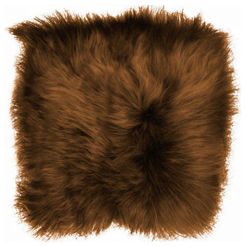 HomeRoots 15" x 15" x 2" Rusty Brisa, Sheepskin, Square Chair Pad