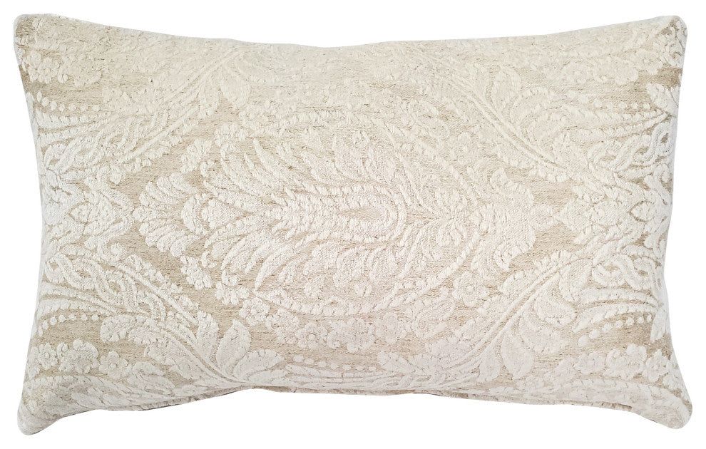 Jacquard Damask in Cream Throw Pillow 12x19