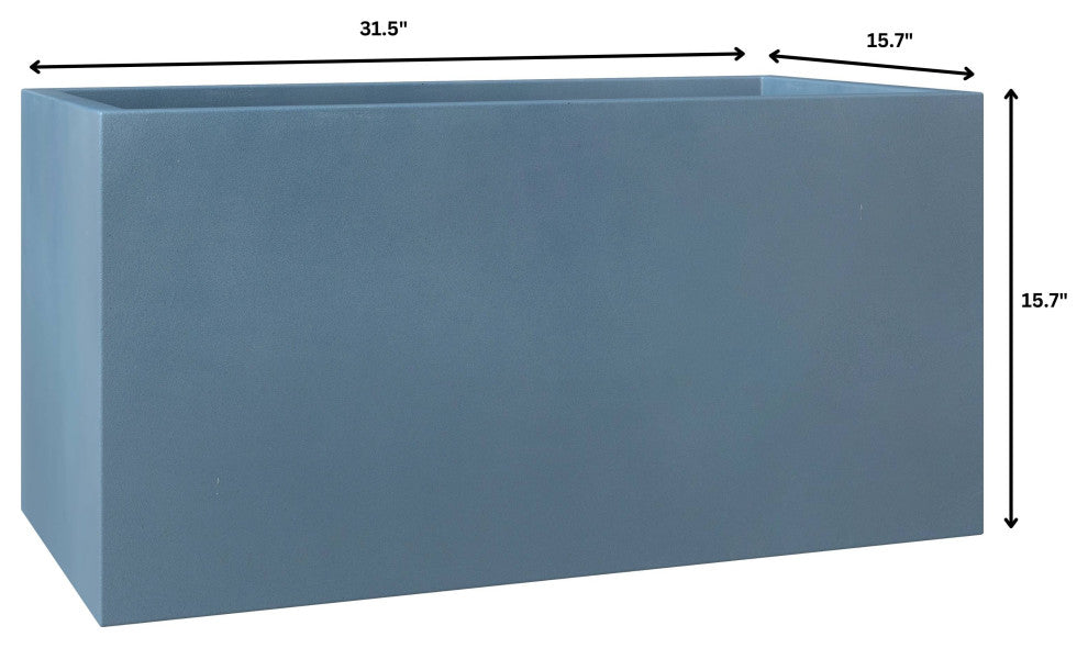Bloom Rectangular Planter, Fiberstone and MGO Clay, Aged Concrete, 16 Inch