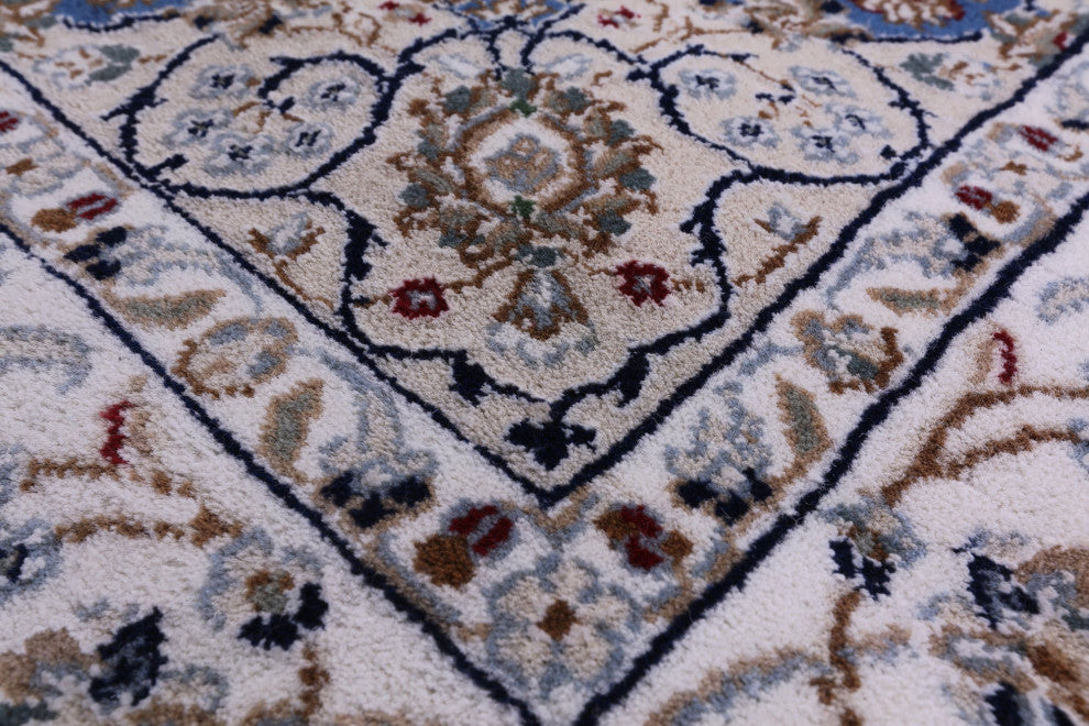 4' 2" X 6' 1" Persian Nain Wool & Silk Hand-Knotted Rug - Q13137