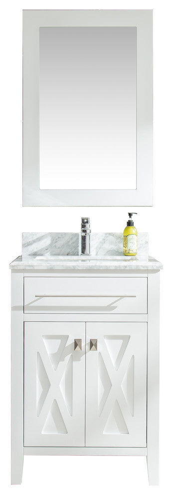 Wimbledon, 24" White Cabinet With White Carrara Marble Countertop