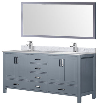 Jacques 72" Dark Grey Double Vanity Set with White Carrara Marble Top