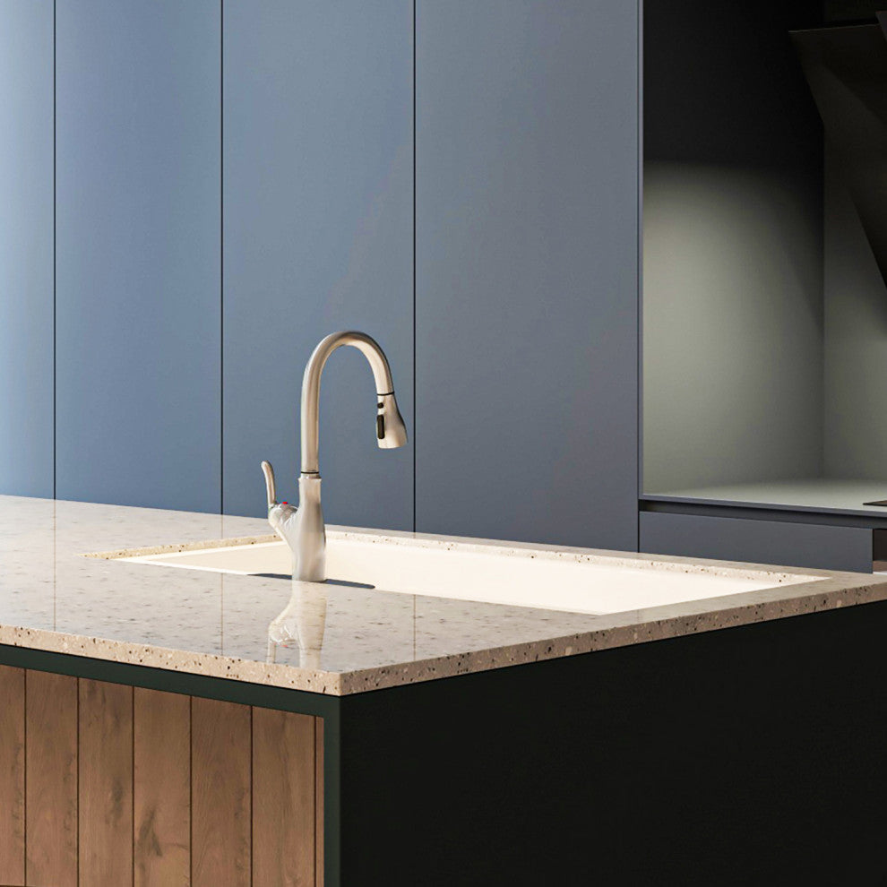 Single Handle Deck Mounted High Arc Pull Down Touchless Kitchen Faucet, Brushed