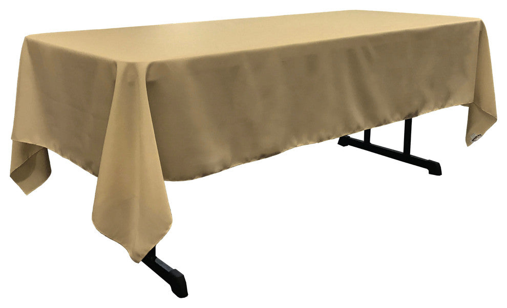 LA Linen Rectangular  Polyester Poplin Tablecloth, Taupe, 60"x120"