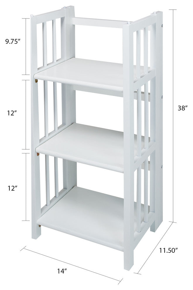 03-Shelf Folding Bookcase 14" Wide-White