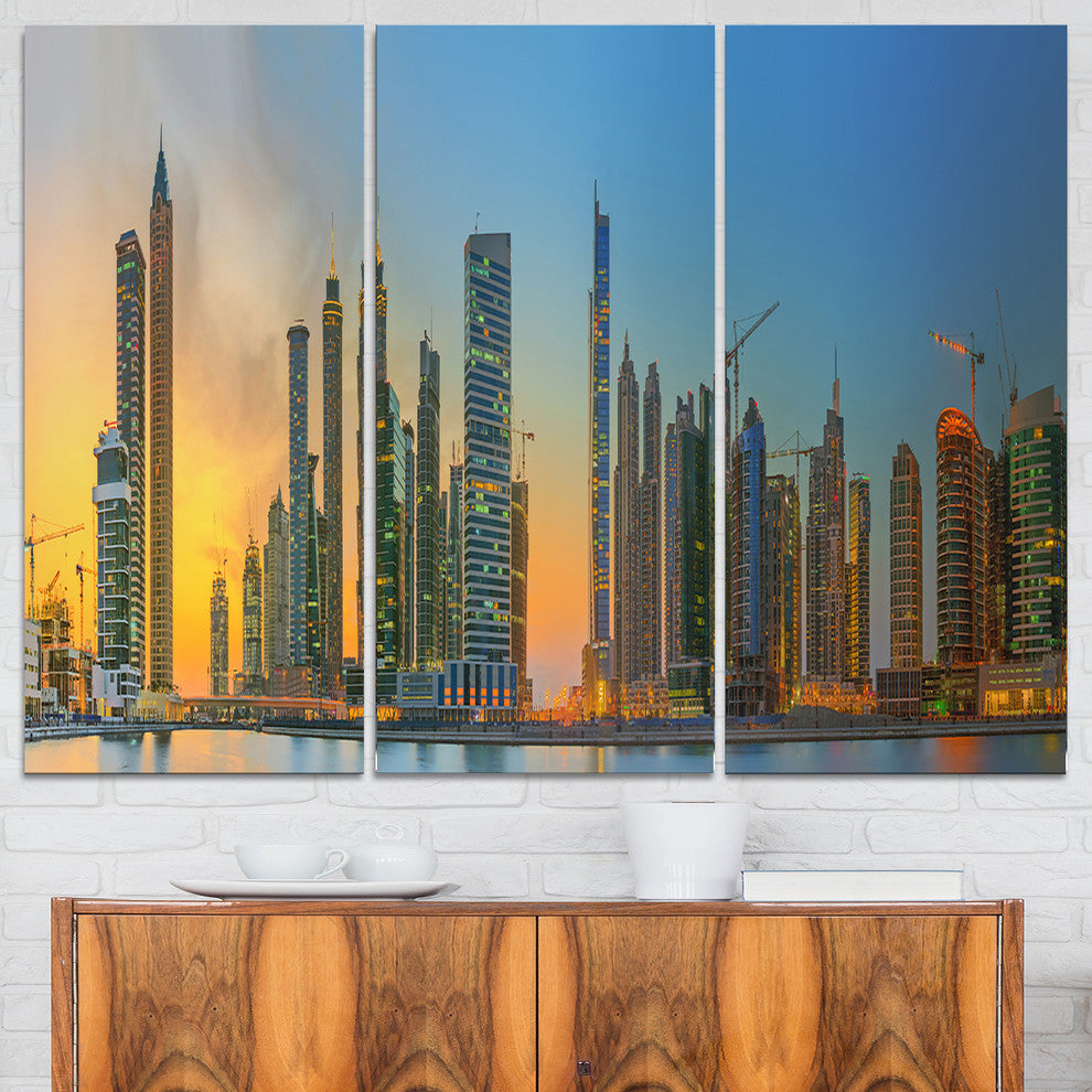 "Business Bay and Downtown Dubai" Canvas Print, 3 Panels, 36"x28"