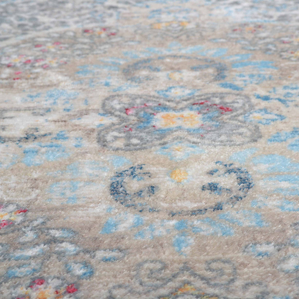 MACHINE MADE POLYESTER AREA RUGS  -Beige Black Color, Oriental ,Living room rug
