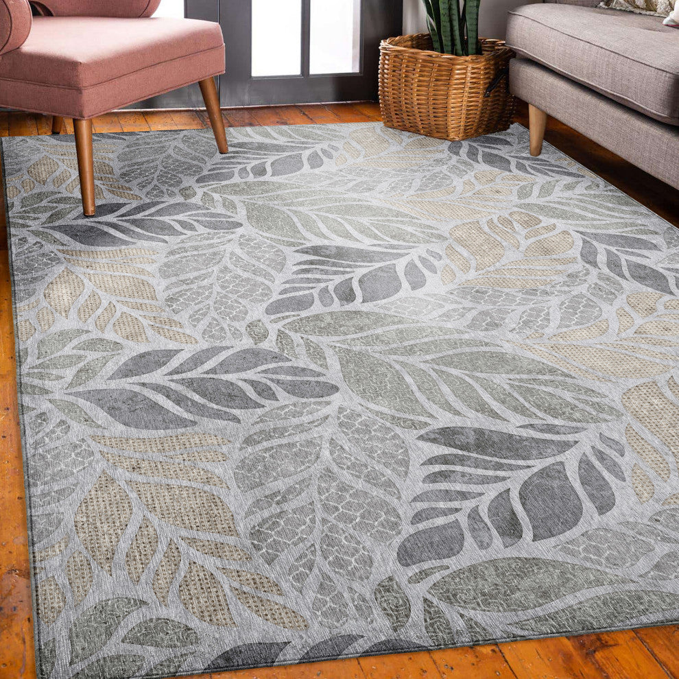 Indoor/Outdoor Tropics TC3 Grey Machine Washable 3' x 5' Rug