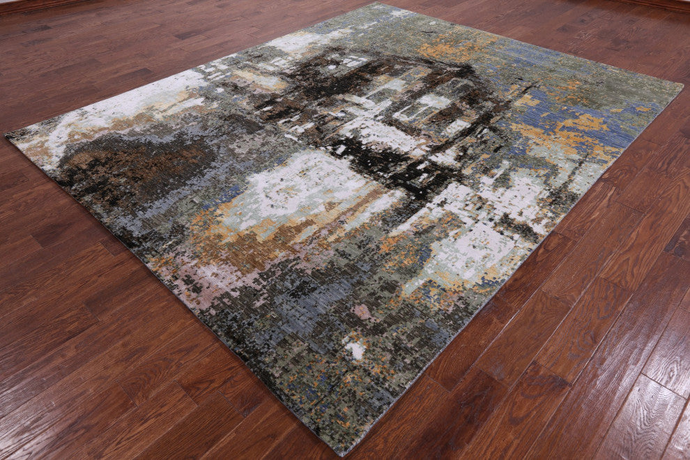 8' 0" X 9' 11" The Lake House Design Handmade Wool and Silk Modern Rug Q6849