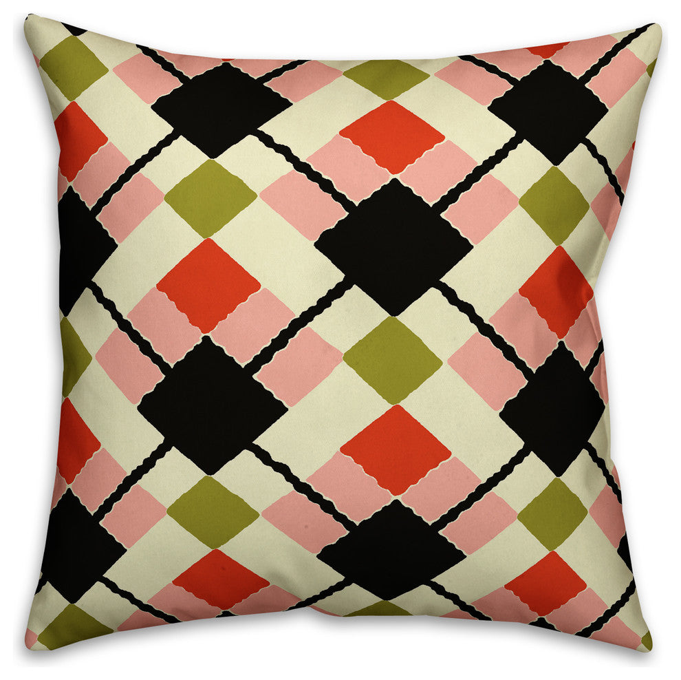 Multicolor Argyle Throw Pillow, 20"x20"