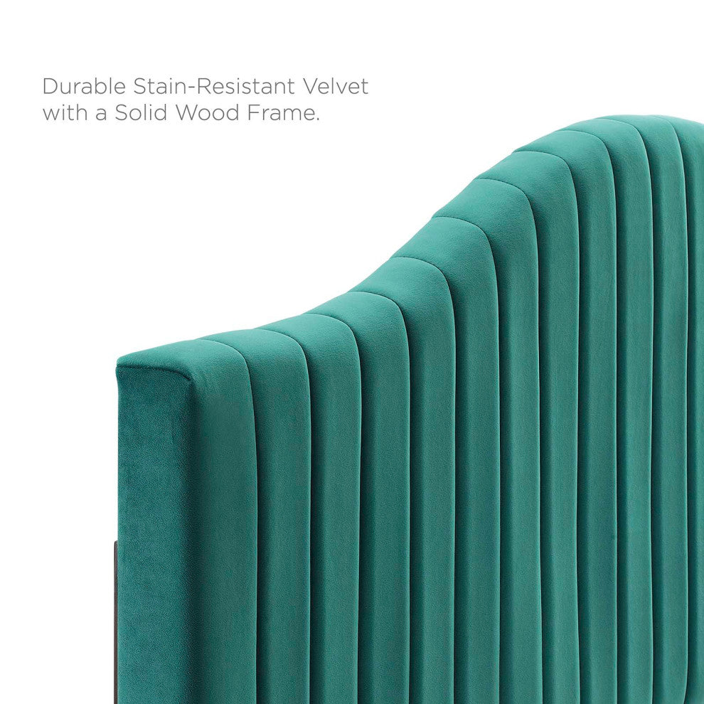Juniper Channel Tufted Performance Velvet Full Platform Bed, Teal