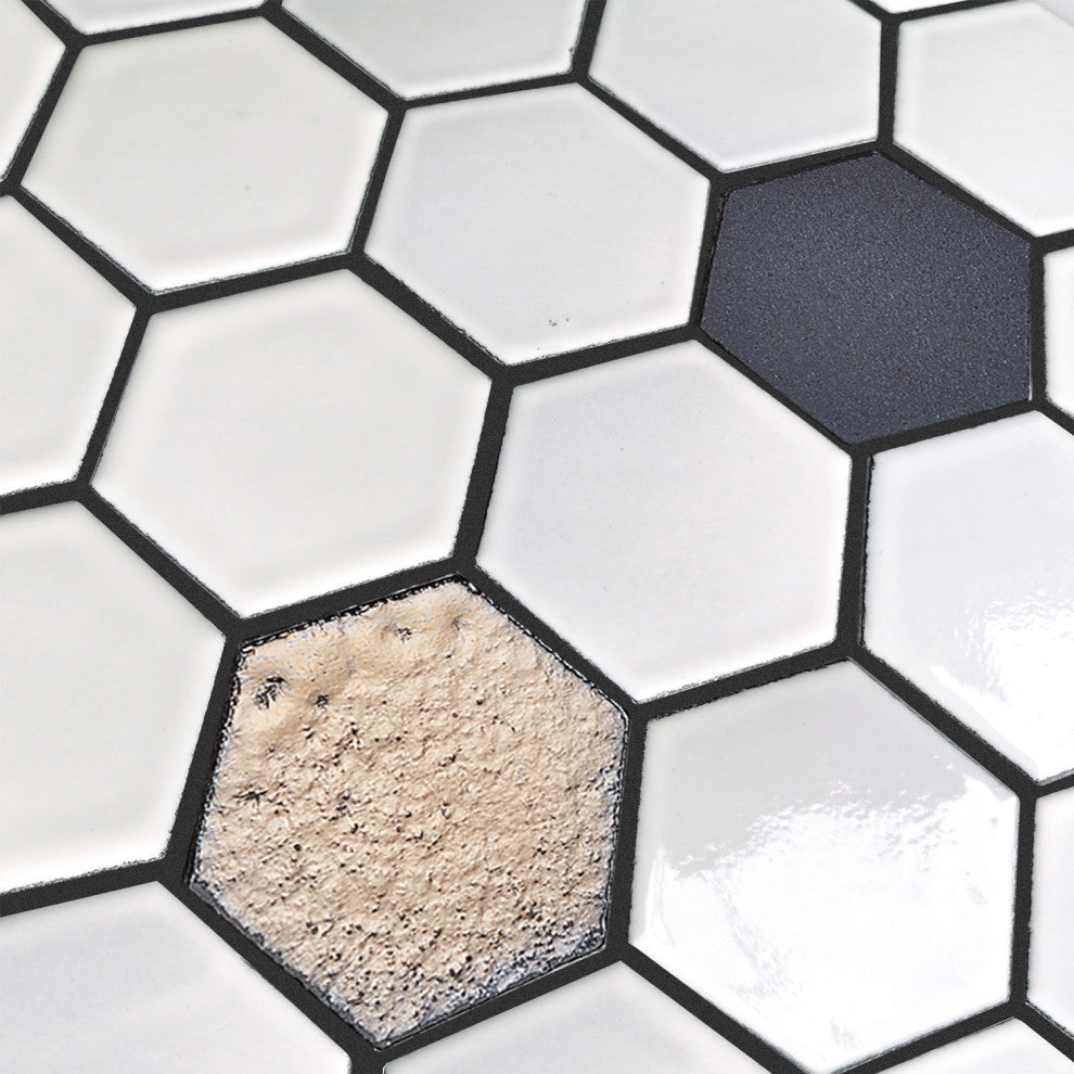 Lugo 12.1x10.43, White Lava Stone Mosaic Floor & Wall Tile, 7.83ft/case, Sample