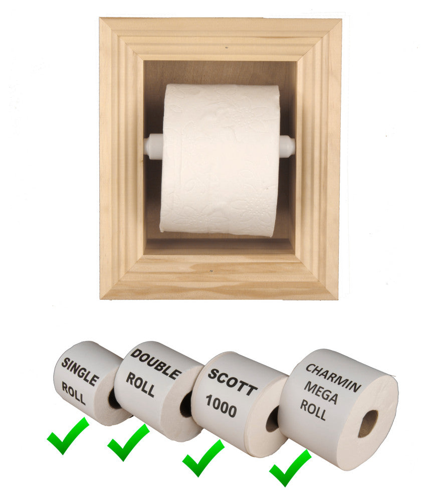 Tampa Recessed Solid Wood Toilet Paper Holder 7 x 8.5, Unfinished