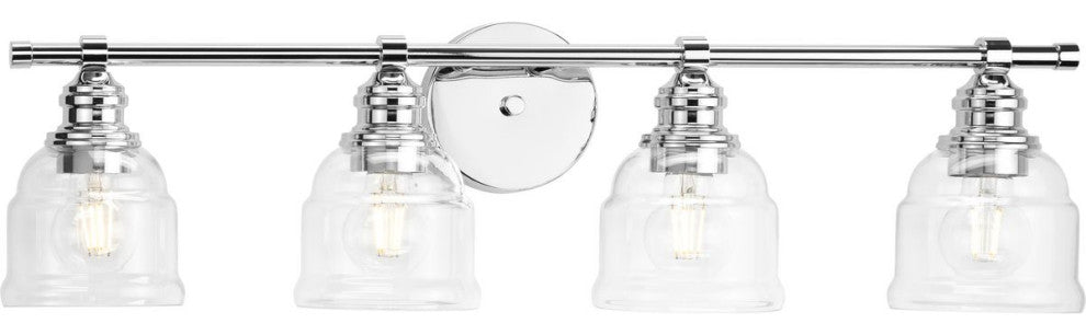 Ambrose Collection 29" 4-Light Polished Chrome Clear Glass Bath Vanity Light