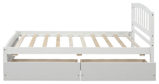 Gewnee Wood Twin Platform Bed with Storage Drawers in White