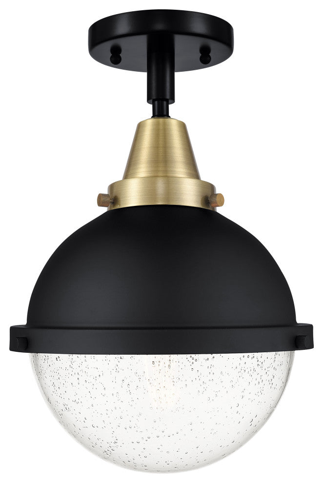 Innovations 447-1C-BAB-HFS-84-BK Hampden 1 Light 9" Flush Mount, Matte Black