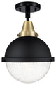 Innovations 447-1C-BAB-HFS-84-BK Hampden 1 Light 9" Flush Mount, Matte Black