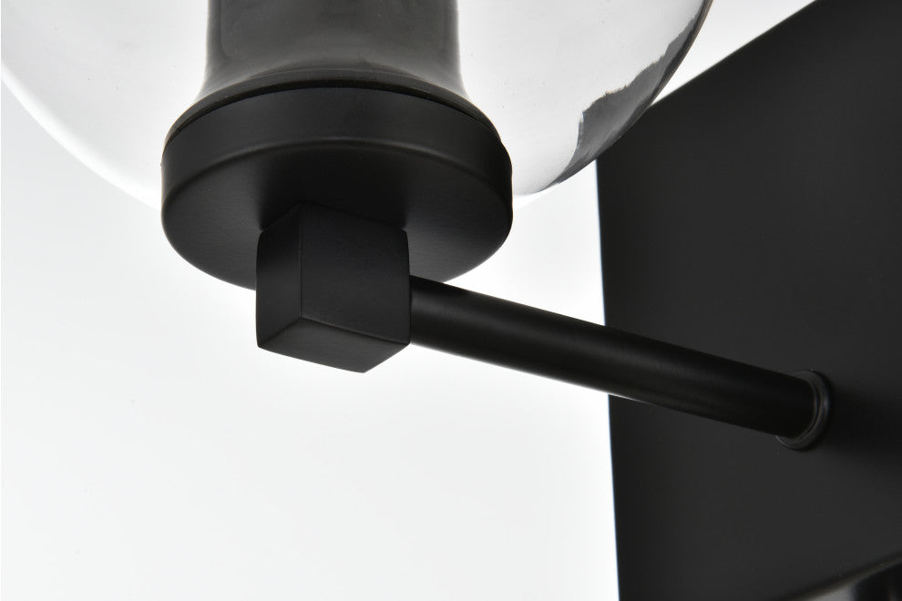 1 Light Black And Clear Bath Sconce