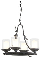 Minka Lavery Ponderosa Ridge 4 Light Outdoor Chandelier, Weathered Spruce