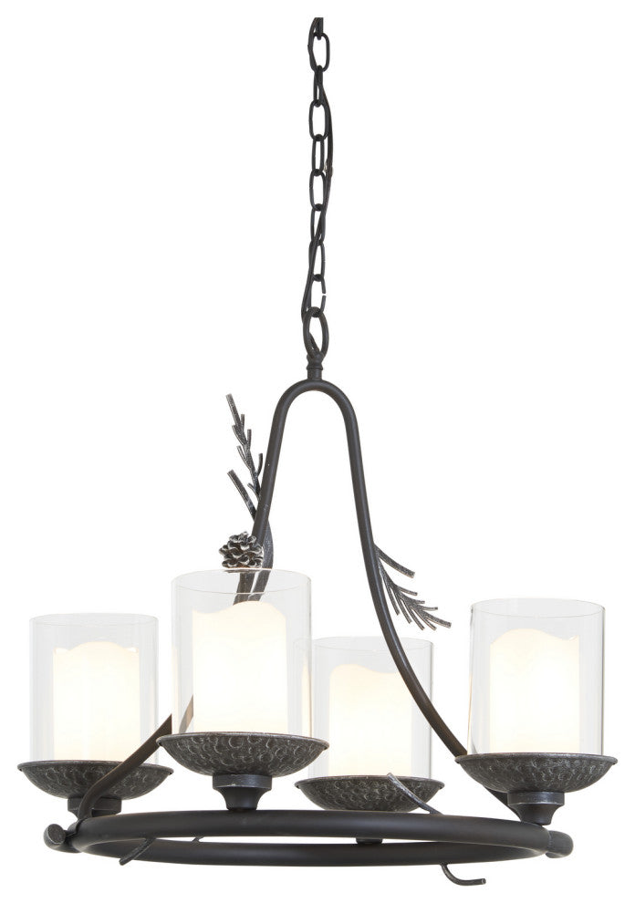 Minka Lavery Ponderosa Ridge 4 Light Outdoor Chandelier, Weathered Spruce