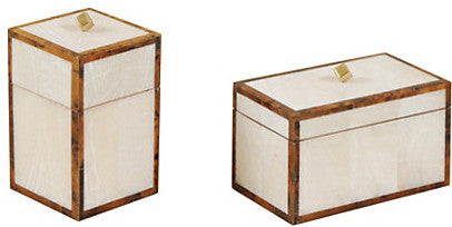 2-Piece Fossil Clam Stone Inlaid Decorative Box Set